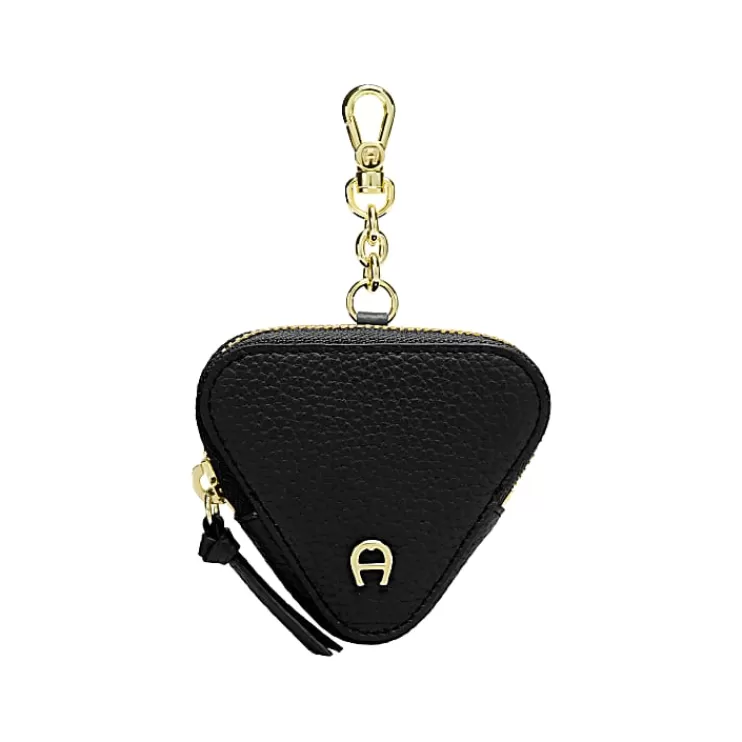 Leather Accessories-Aigner Leather Accessories Fashion Triangle Coin Purse Keychain
