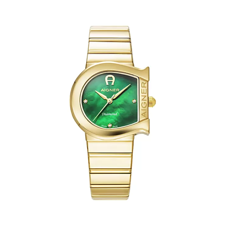 Watches-Aigner Watches Ladies watch MATERA DIAMOND Gold-Green