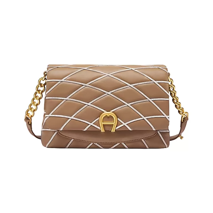 Bags-Aigner Bags Maggie Topstitch Shoulder Bag M