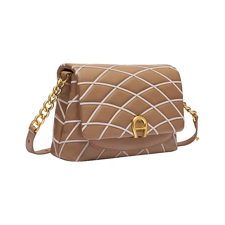 Bags-Aigner Bags Maggie Topstitch Shoulder Bag M